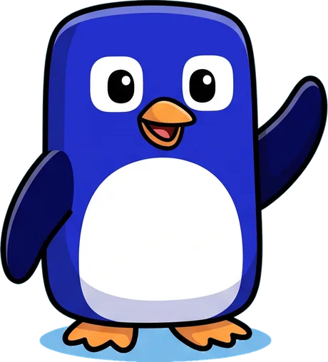 The ColdArchive penguin mascot waving hello